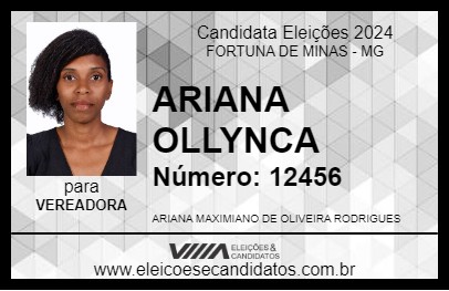 Candidato ARIANA OLLYNCA 2024 - FORTUNA DE MINAS - Eleições