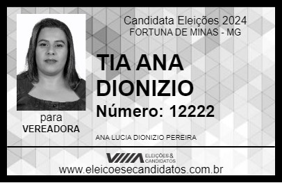 Candidato TIA ANA DIONIZIO 2024 - FORTUNA DE MINAS - Eleições