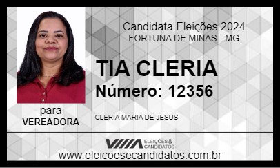 Candidato TIA CLERIA 2024 - FORTUNA DE MINAS - Eleições