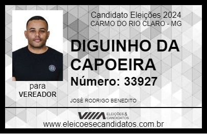 Candidato DIGUINHO DA CAPOEIRA 2024 - CARMO DO RIO CLARO - Eleições