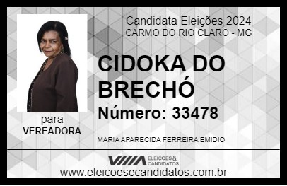 Candidato CIDOKA DO BRECHÓ 2024 - CARMO DO RIO CLARO - Eleições