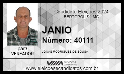 Candidato JANIO 2024 - BERTÓPOLIS - Eleições