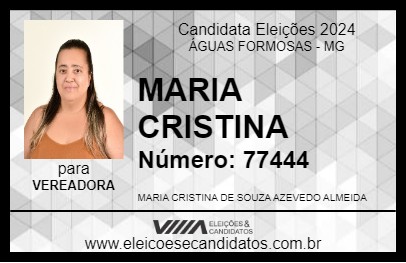 Candidato MARIA CRISTINA 2024 - ÁGUAS FORMOSAS - Eleições