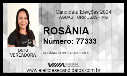 Candidato ROSÂNIA 2024 - ÁGUAS FORMOSAS - Eleições