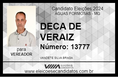 Candidato DECA DE VERAIZ 2024 - ÁGUAS FORMOSAS - Eleições