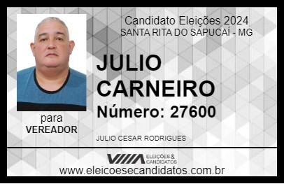 Candidato JULIO CARNEIRO 2024 - SANTA RITA DO SAPUCAÍ - Eleições