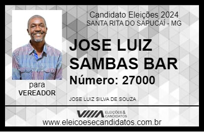 Candidato JOSE LUIZ SAMBAS BAR 2024 - SANTA RITA DO SAPUCAÍ - Eleições