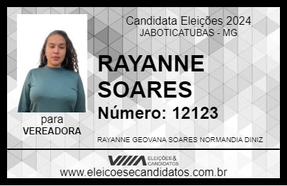 Candidato RAYANNE SOARES 2024 - JABOTICATUBAS - Eleições