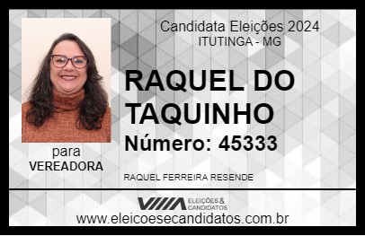 Candidato RAQUEL DO TAQUINHO 2024 - ITUTINGA - Eleições