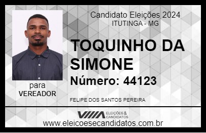 Candidato TOQUINHO DA SIMONE 2024 - ITUTINGA - Eleições