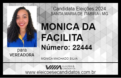 Candidato MONICA DA FACILITA 2024 - SANTA MARIA DE ITABIRA - Eleições