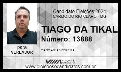 Candidato TIAGO DA TIKAL 2024 - CARMO DO RIO CLARO - Eleições