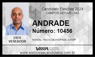 Candidato ANDRADE O VEREADOR DO POVO 2024 - CAMPOS GERAIS - Eleições