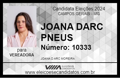 Candidato JOANA DARC PNEUS 2024 - CAMPOS GERAIS - Eleições