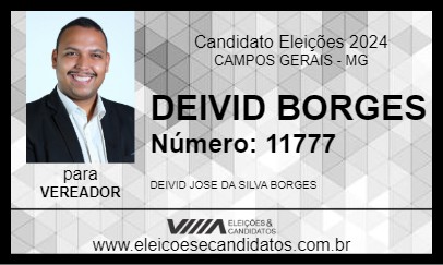 Candidato DEIVID BORGES 2024 - CAMPOS GERAIS - Eleições