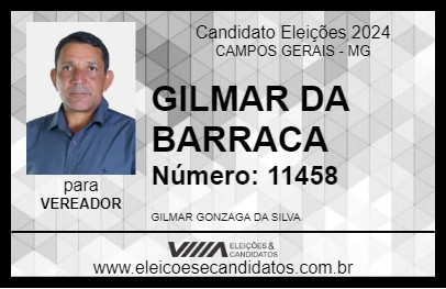 Candidato GILMAR DA BARRACA 2024 - CAMPOS GERAIS - Eleições