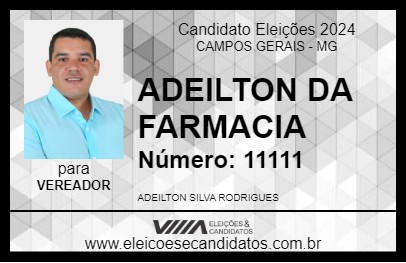 Candidato ADEILTON DA FARMACIA 2024 - CAMPOS GERAIS - Eleições