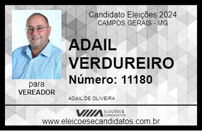 Candidato ADAIL VERDUREIRO 2024 - CAMPOS GERAIS - Eleições