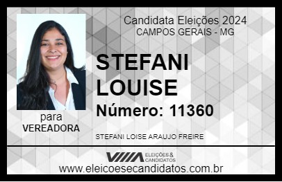 Candidato STEFANI LOUISE 2024 - CAMPOS GERAIS - Eleições