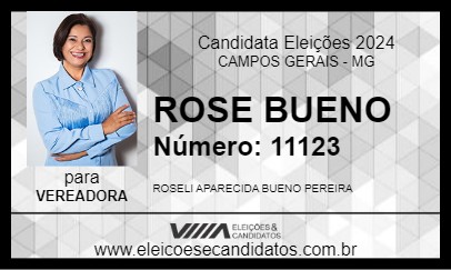 Candidato ROSE BUENO 2024 - CAMPOS GERAIS - Eleições