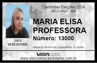 Candidato MARIA ELISA PROFESSORA 2024 - BELO VALE - Eleições