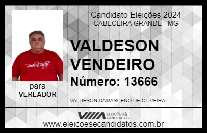 Candidato VALDESON VENDEIRO 2024 - CABECEIRA GRANDE - Eleições