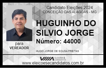 Candidato HUGUINHO DO SILVIO JORGE 2024 - CONCEIÇÃO DAS ALAGOAS - Eleições