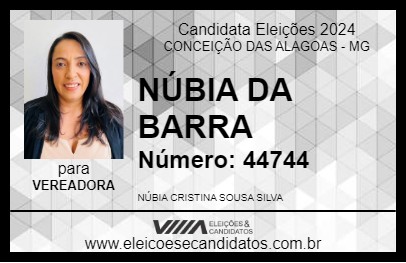 Candidato NÚBIA DA BARRA 2024 - CONCEIÇÃO DAS ALAGOAS - Eleições