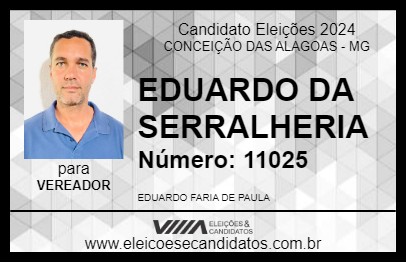 Candidato EDUARDO DA SERRALHERIA 2024 - CONCEIÇÃO DAS ALAGOAS - Eleições