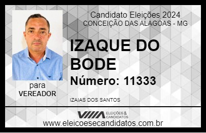 Candidato IZAQUE DO BODE 2024 - CONCEIÇÃO DAS ALAGOAS - Eleições