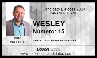 Candidato WESLEY 2024 - CANA VERDE - Eleições