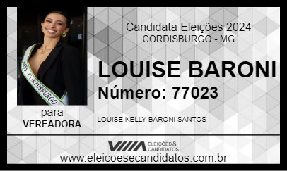 Candidato LOUISE BARONI 2024 - CORDISBURGO - Eleições