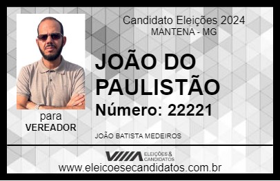 Candidato JOÃO DO PAULISTÃO 2024 - MANTENA - Eleições