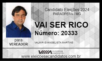 Candidato VAI SER RICO 2024 - PARAOPEBA - Eleições