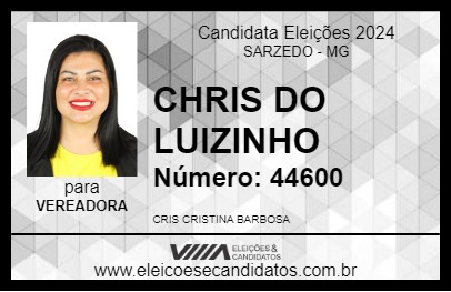 Candidato CHRIS DO LUIZINHO 2024 - SARZEDO - Eleições