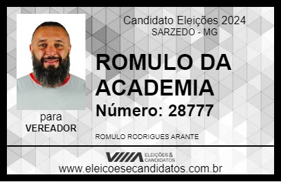 Candidato ROMULO DA ACADEMIA 2024 - SARZEDO - Eleições