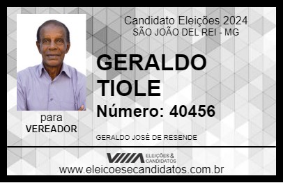 Candidato GERALDO TIOLE 2024 - SÃO JOÃO DEL REI - Eleições