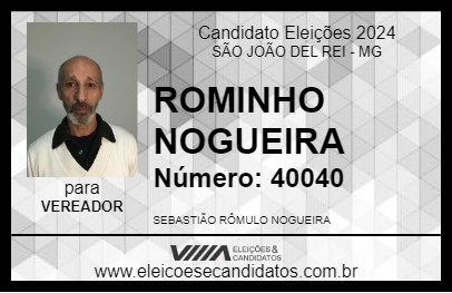 Candidato ROMINHO NOGUEIRA 2024 - SÃO JOÃO DEL REI - Eleições