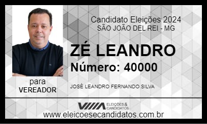 Candidato ZÉ LEANDRO 2024 - SÃO JOÃO DEL REI - Eleições