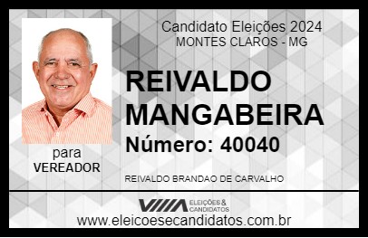 Candidato REIVALDO MANGABEIRA 2024 - MONTES CLAROS - Eleições