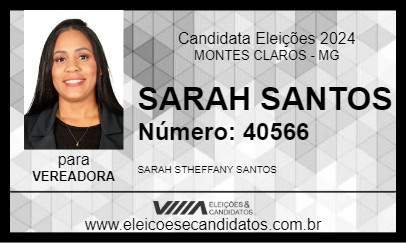 Candidato SARAH SANTOS 2024 - MONTES CLAROS - Eleições