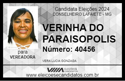 Candidato VERINHA DO PARAISOPOLIS 2024 - CONSELHEIRO LAFAIETE - Eleições