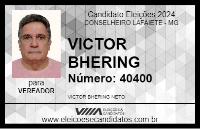 Candidato VICTOR BHERING  2024 - CONSELHEIRO LAFAIETE - Eleições