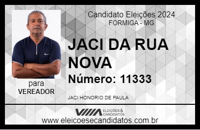 Candidato JACI DA RUA NOVA 2024 - FORMIGA - Eleições