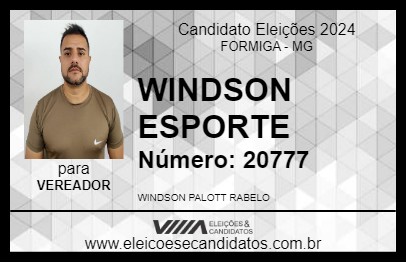 Candidato WINDSON ESPORTE 2024 - FORMIGA - Eleições