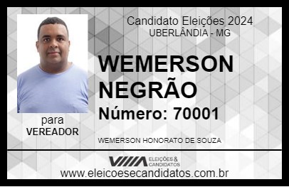 Candidato WEMERSON NEGRÃO 2024 - UBERLÂNDIA - Eleições