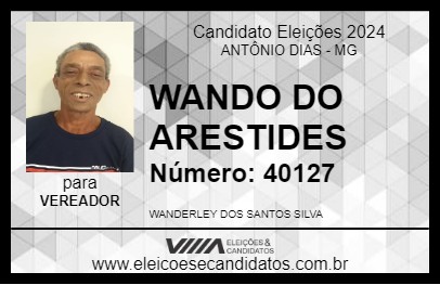 Candidato WANDO DO ARESTIDES 2024 - ANTÔNIO DIAS - Eleições