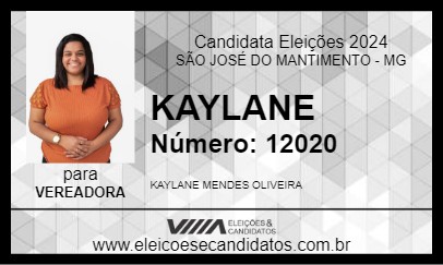 Candidato KAYLANE 2024 - SÃO JOSÉ DO MANTIMENTO - Eleições