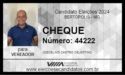 Candidato CHEQUE 2024 - BERTÓPOLIS - Eleições