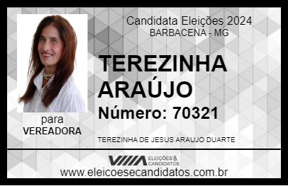 Candidato TEREZINHA ARAÚJO 2024 - BARBACENA - Eleições